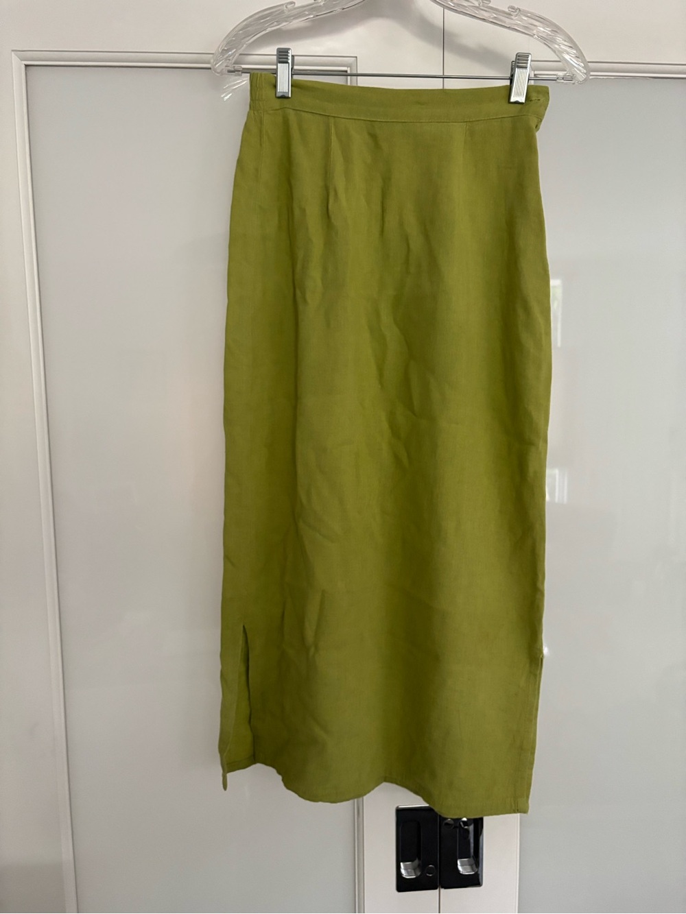 Clio Lime Green Midi Skirt with Side Slit